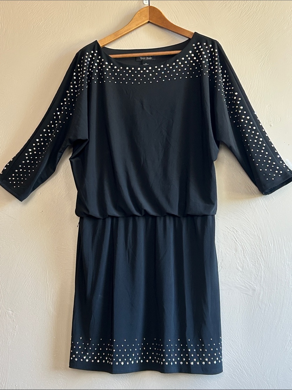 White House Black Market Dolman Sleeve Embellished Stud Blouson Dress. Size Med.